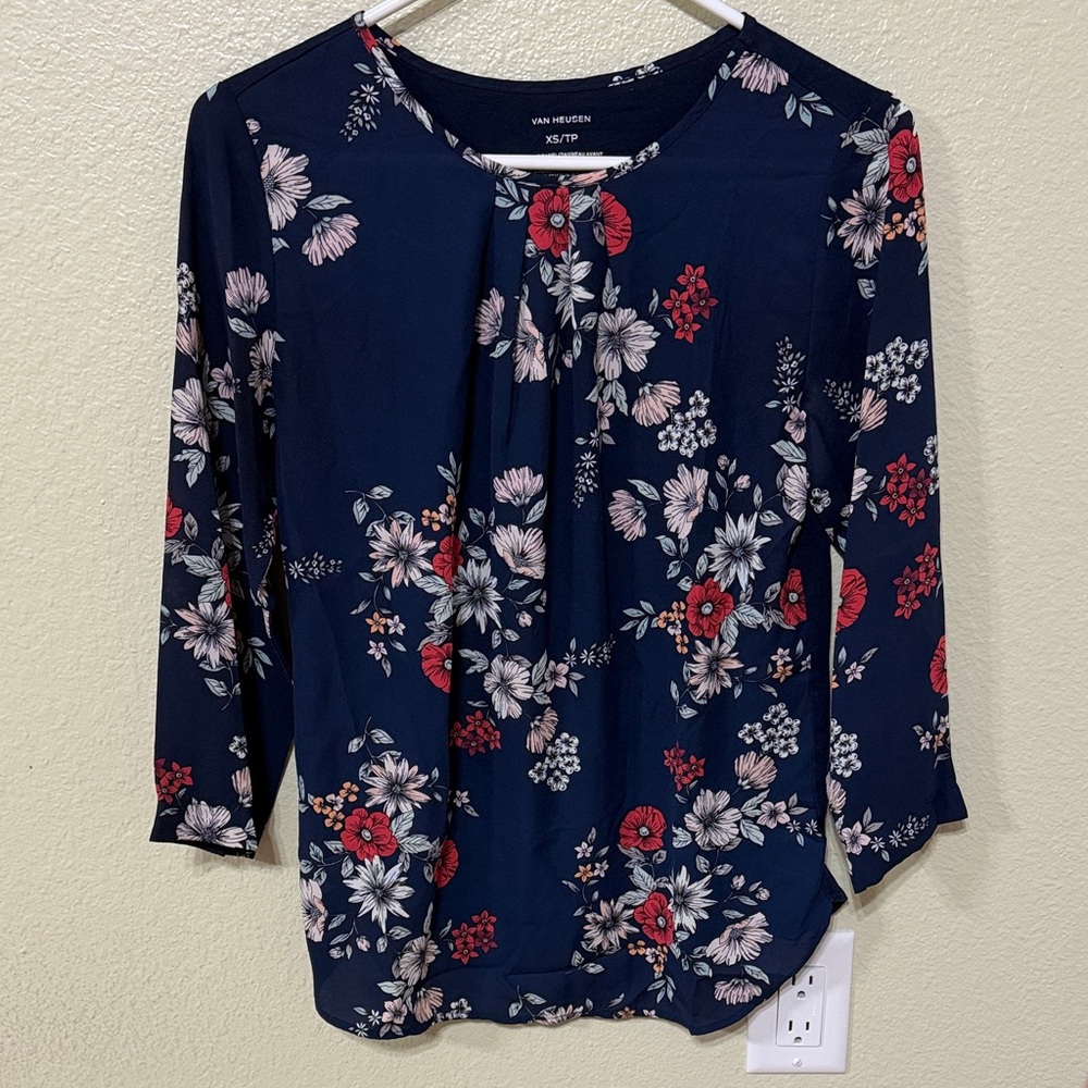 Van Heusen Navy Floral Blouse
